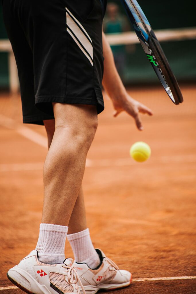 Tennis action scene representing focus and determination